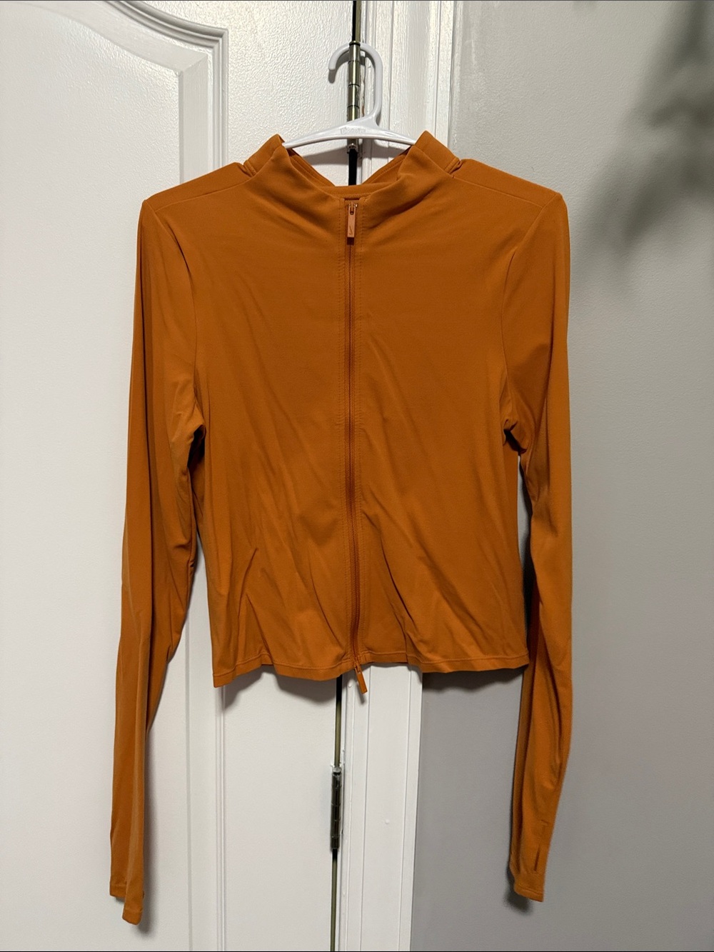 Nike- Women's Long-Sleeve Zip Front Top - Rust Orange